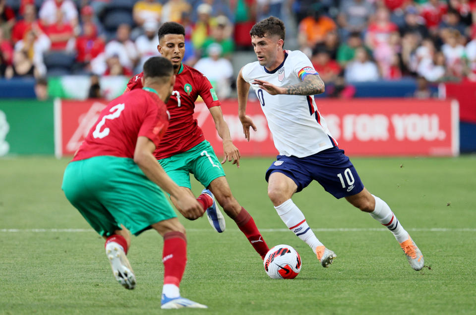 Christian Pulisic and the other USMNT wingers put in impressive shifts against Morocco. (Photo by Andy Lyons/Getty Images)