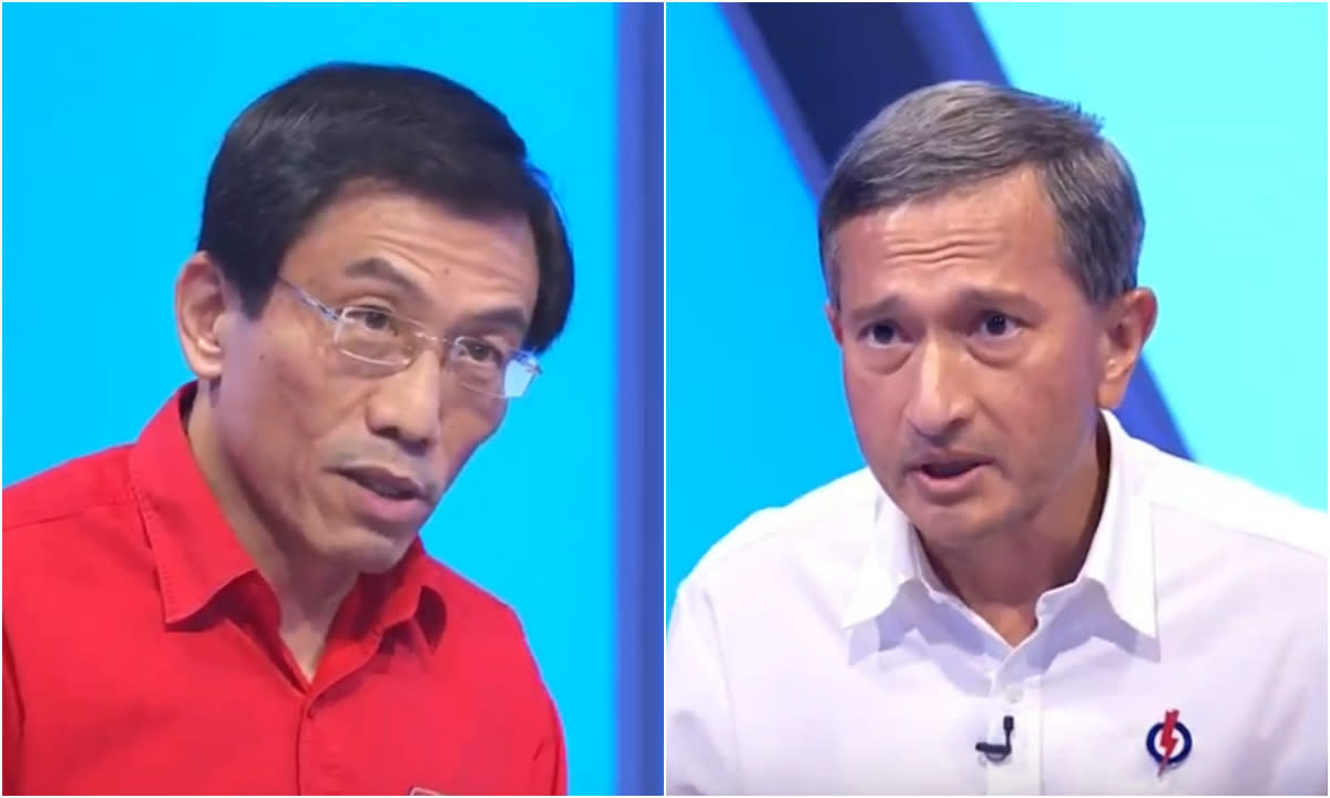 Singapore Democratic Party chief Chee Soon Juan debated against Foreign Affairs Minister Vivian Balakrishnan in a televised broadcast featuring representatives from four political parties on 1 July 2020. 