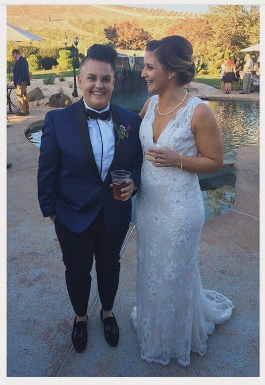 "My wife and I just got married on Oct. 21 in Livermore, California. We were planning on getting married in Napa and just 10 days before, the fires forced us to relocate. We were heartbroken. We had people coming from all over the country and we didn't want to postpone. The amazing people at <a href="https://www.purpleorchid.com/about/" target="_blank">The Purple Orchid</a> saved the day with just a week to spare. We reorganized with their help and it made for an perfect day. We feel so blessed and were thrilled that our wedding dreams came true." --&nbsp;<i>Beth DeLuca</i>