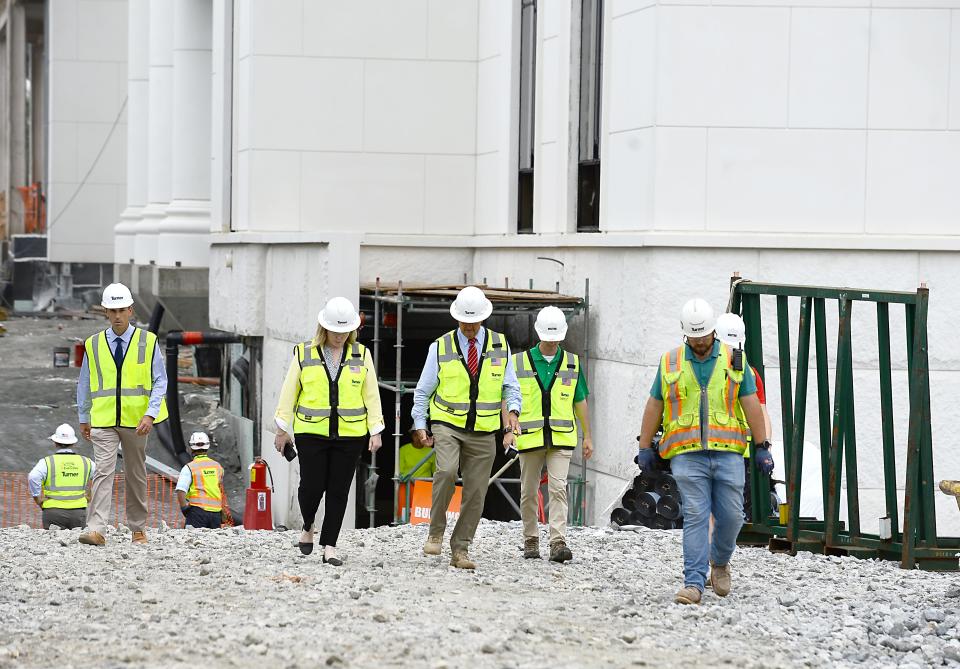 Spartanburg County and construction officials toured the new county courthouse under construction on Aug.11, 2022. 