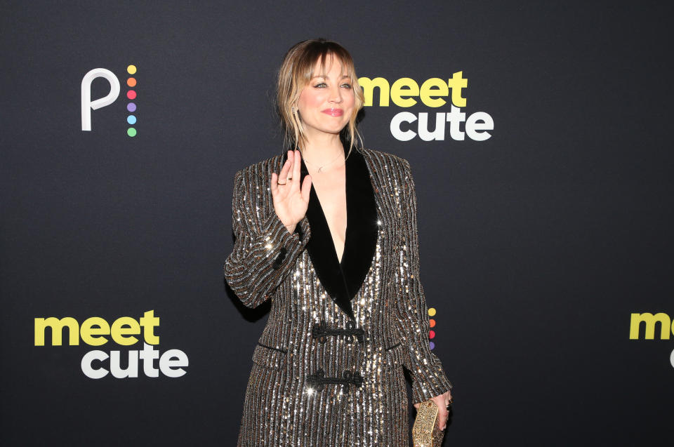 Kaley Cuoco on the red carpet for her movie Meet Cute