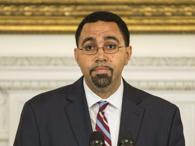 John B. King Jr., who has been appointed by U.S. President Barack Obama to succeed U.S. Secretary of Education Arne Duncan, speaks in the State Dining Room of the White House in Washington October 2, 2015.</p>
<p>  REUTERS/Joshua Roberts