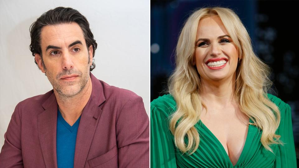 Sacha Baron Cohen next to Rebel Wilson