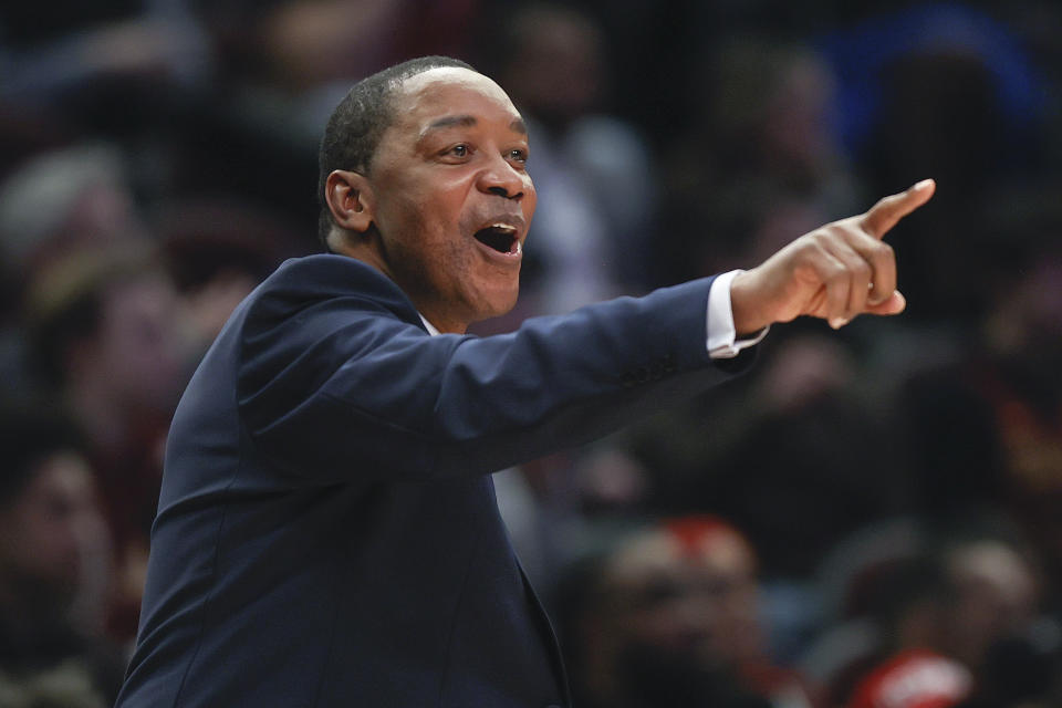 Isiah Thomas has multiple roles at NBA All-Star weekend in Cleveland, including coaching during the Rising Stars competition on Friday night. (AP Photo/Ron Schwane)