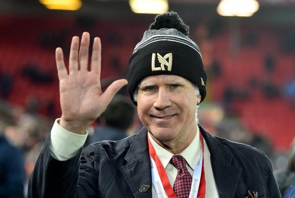 Will Ferrell at Anfield for Liverpool’s win over Everton (EPA)