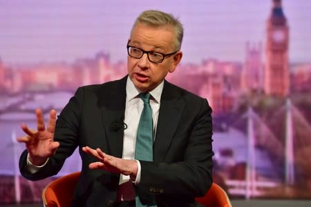 Michael Gove appears on BBC TV's The Andrew Marr Show in London