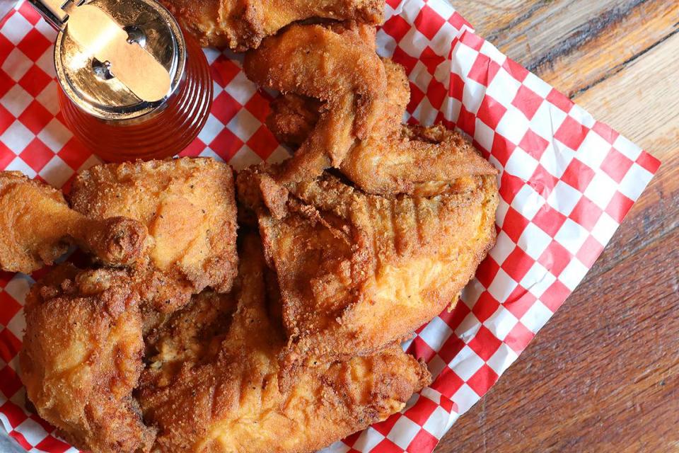 The Eagle Food & Beer Hall is known for its house-brined, hand-dredged, fresh-fried chicken. 