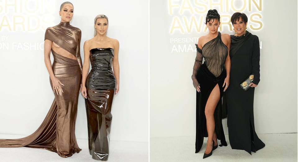 The Kardashians were out in full glamour on the CFDA awards red carpet. (Getty Images)