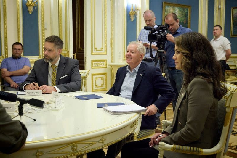 FILE PHOTO: U.S. Senator Graham attends a meeting with Ukraine's President Zelenskiy in Kyiv