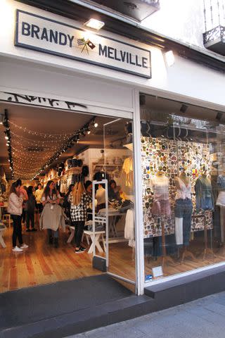 <p>Cristina Arias/Cover/Getty</p> Brandy Melville store in Madrid.