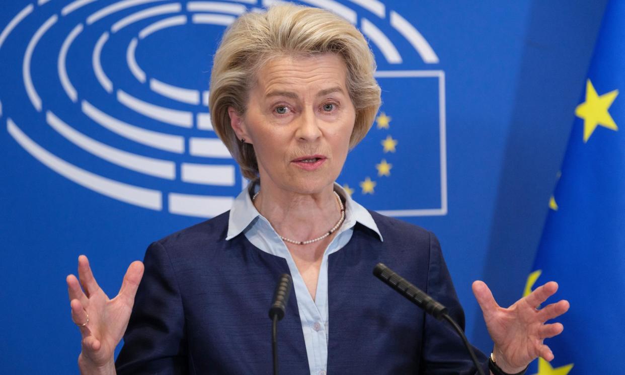 <span>The controversy has been seized upon as evidence that Ursula von der Leyen may yet falter in her attempt to secure a second term as European Commission president.</span><span>Photograph: Thierry Monasse/Getty Images</span>
