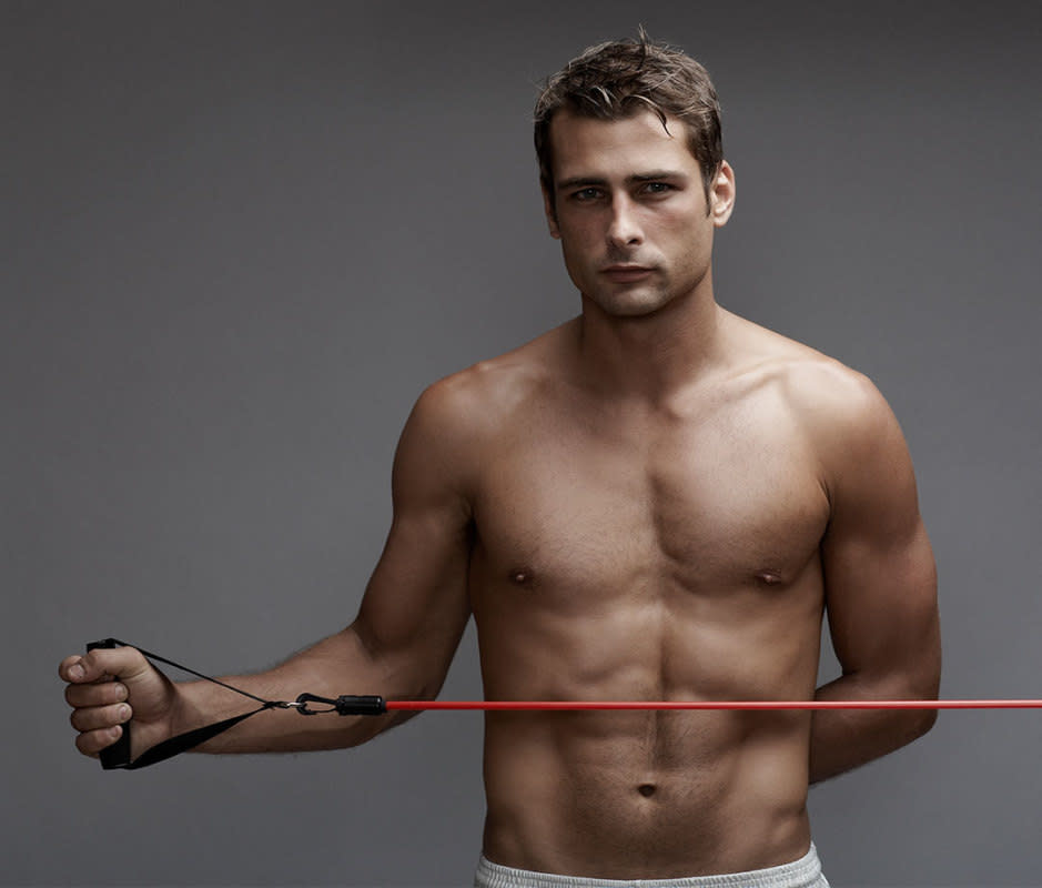 <p>Fotosearch/Getty Images</p>How to Do It<ol><li>Secure a light resistance band—or cable pulley with light weight—to an anchor point a few inches above your belly button. Optional: Have a folded hand towel handy to pin between your elbow and side, to start. </li><li>Stand parallel to the band/cable and grab the handle of the resistance band with your far hand, elbow bent to 90, so the handle starts across your body, against your midline.</li><li>Keep your elbow pinned to your side, and your wrist stiff and straight, as you rotate your forearm away from you as far as you can. </li><li>With control, return to the start position. That's 1 rep. Complete all reps on one side, then switch.</li></ol>