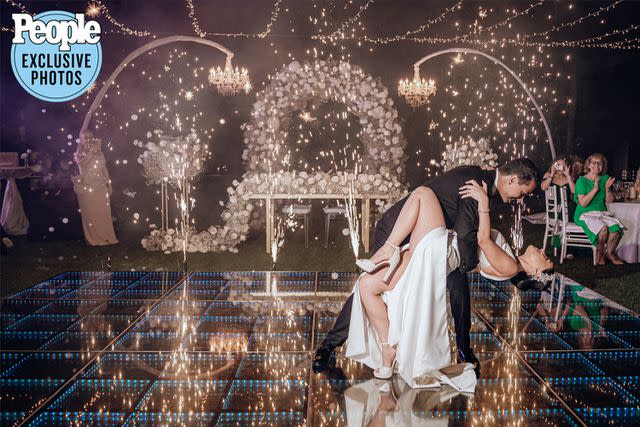 <p>Eduardo Mejia/Adventure Photos</p> Paul Karmiryan and Stella Mayilyan dance at their wedding reception.