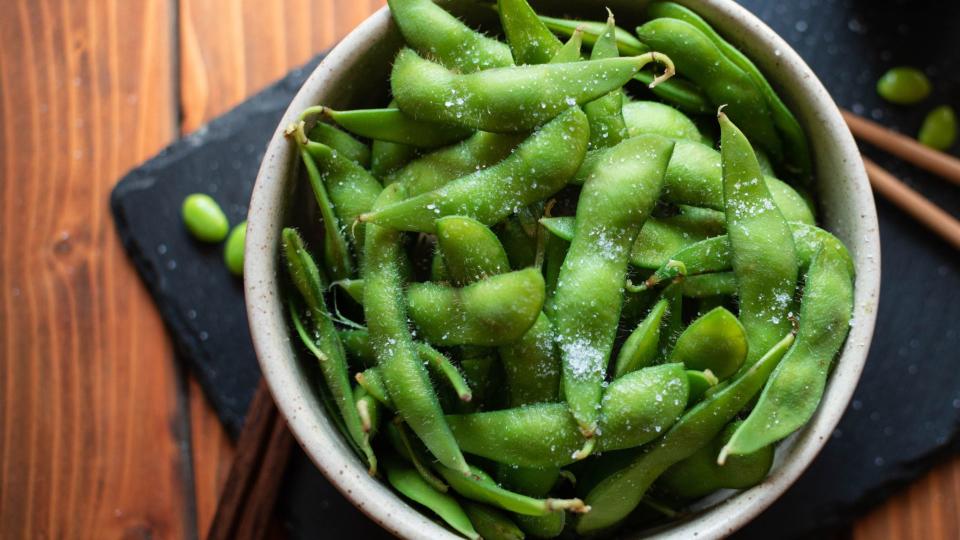 Bowl of edamame beans