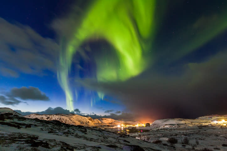 Aurora borealis seen in Teriberka, Murmansk region, Russia.