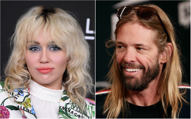 Miley Cyrus (left) and Taylor Hawkins. (Photo: Getty Images)