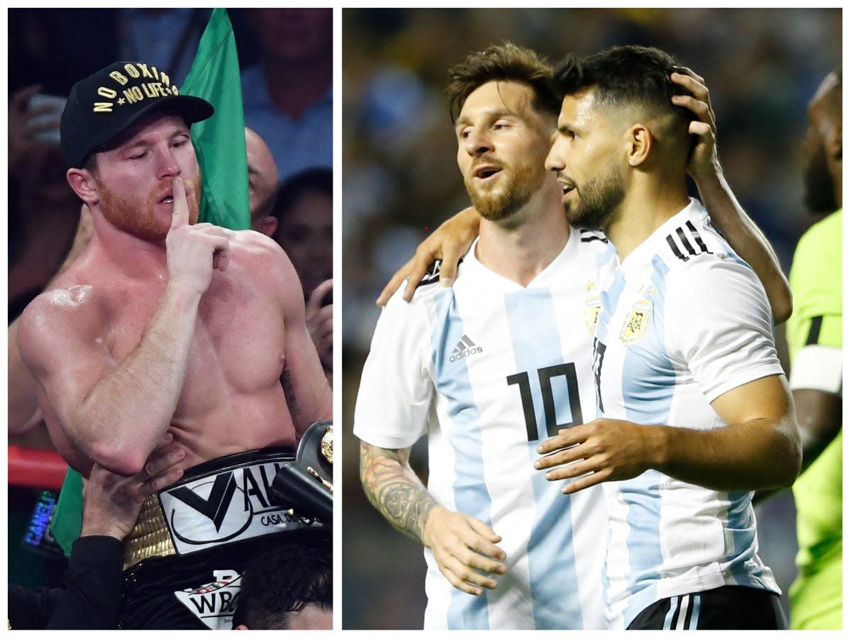 Saul 'Canelo' Alvarez, Lionel Messi, and Sergio Aguero.