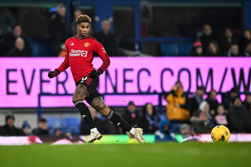 Marcus Rashford’s form has dipped this season but scoring against Everton may reignite his confidence (AFP via Getty Images)