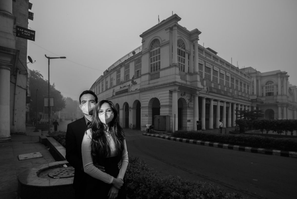 The unidentified couple are shown surrounded by thick smog. Photo: Banjara Studios