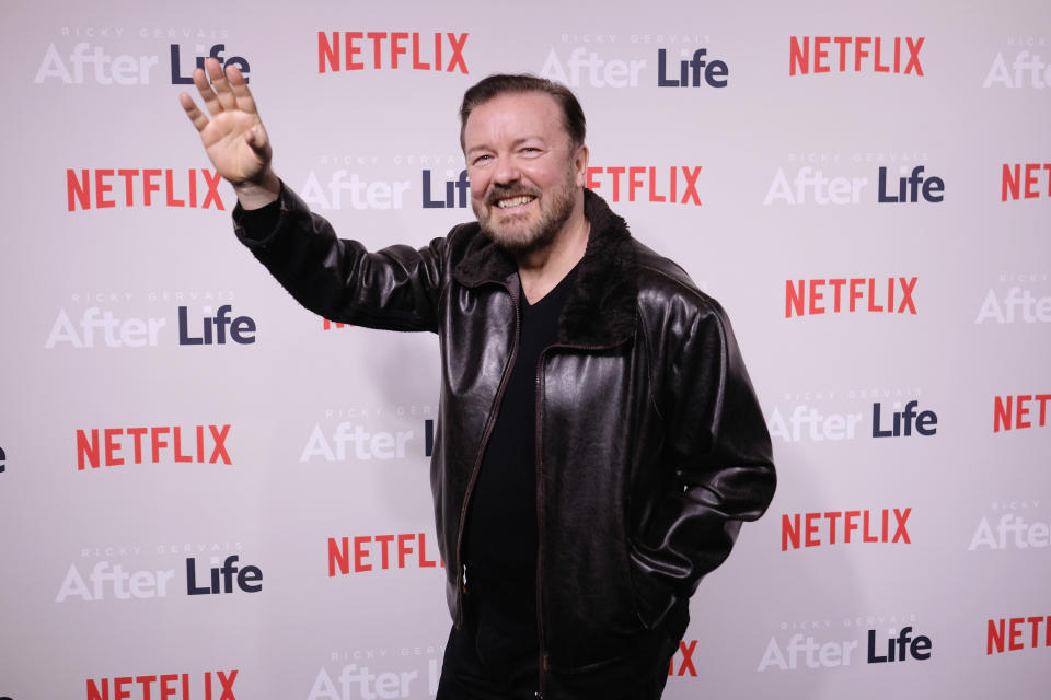 NEW YORK, NEW YORK - MARCH 07: Comedian Ricky Gervais attends the "After Life" For Your Consideration Event at Paley Center For Media on March 07, 2019 in New York City. (Photo by Nicholas Hunt/Getty Images)