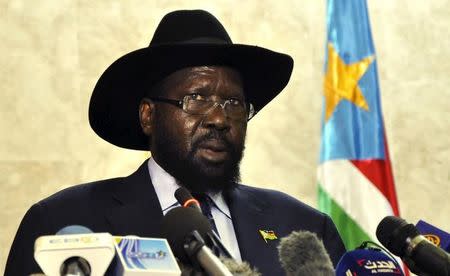 South Sudan's President Salva Kiir addresses the nation at the South Sudan National Parliament in Juba, November 18, 2015. REUTERS/Jok Solomun