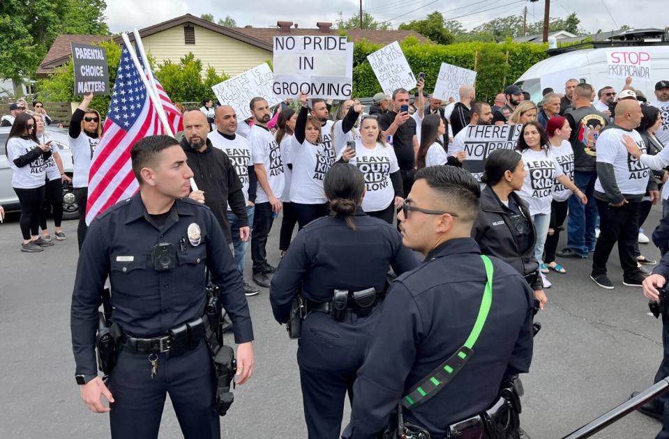 LAPD and school police outside Saticoy Elementary