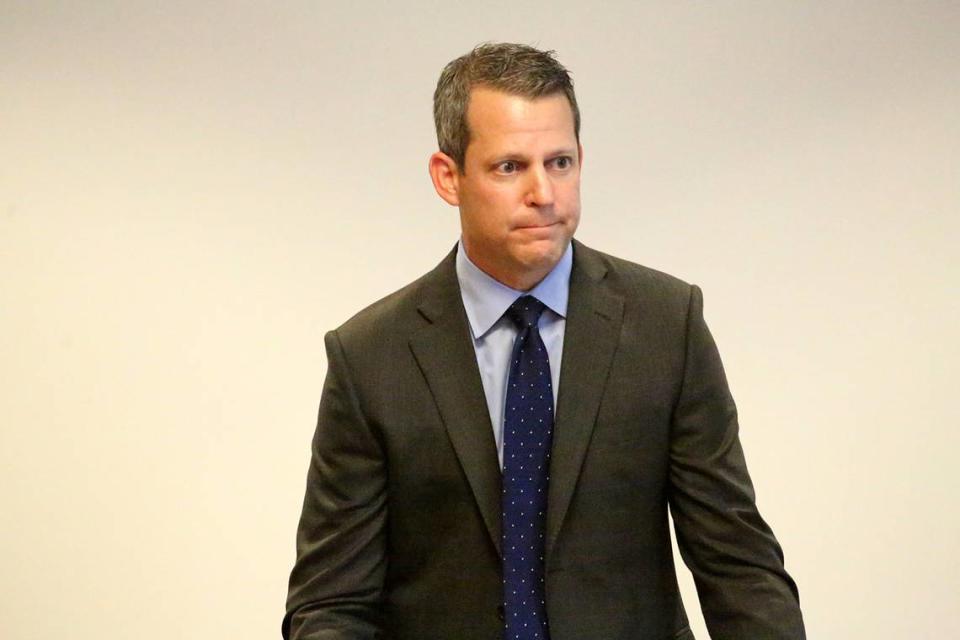 Andrew Warren at a press conference hours after Gov. Ron DeSantis suspended him from his job as Hillsborough State Attorney, Aug. 5, 2022, in Tampa. Douglas R. Clifford/Tampa Bay Times / TNS