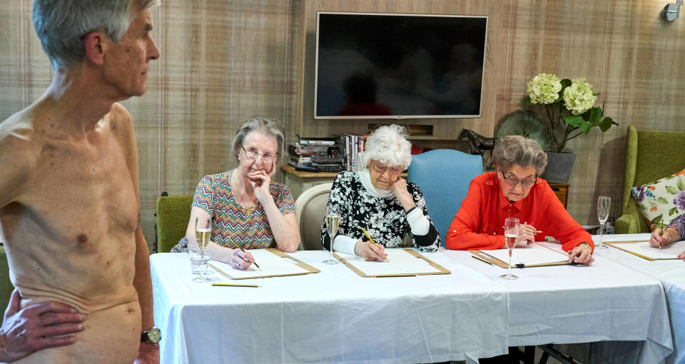 Residents at Care UK's Sherwood Grange care home take part in a nude life drawing class.[Photo: Simon Jacobs]