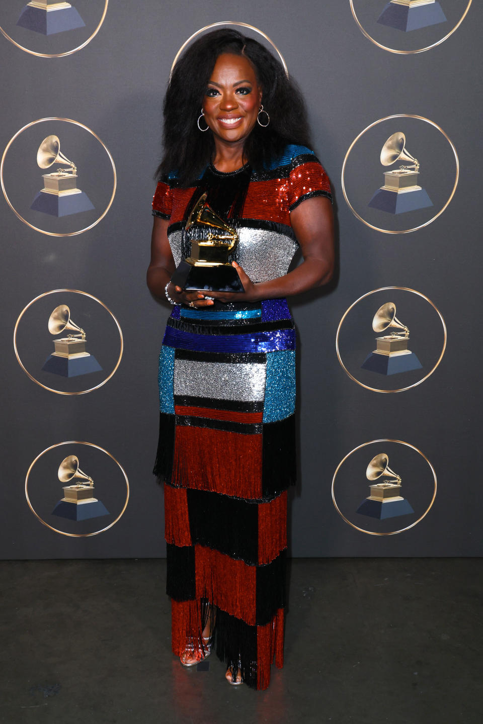 viola davis at the 2023 grammys red carpet