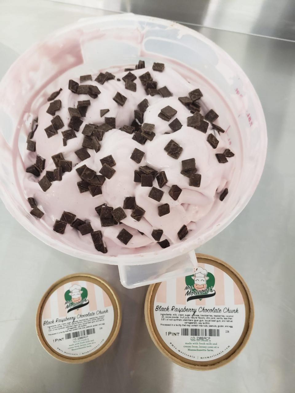 Black Raspberry Chocolate Chunk is among the flavors offered by Mrs. Moriconi's Ice Cream. The business is opening a new location on Pleasant Street sometime after Thanksgiving.