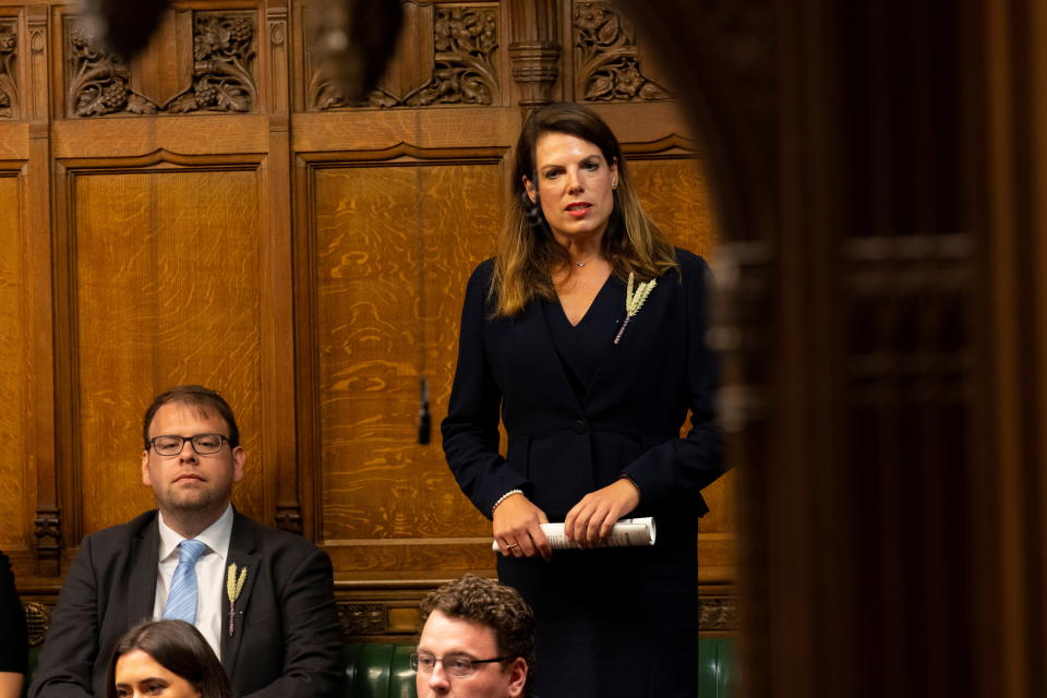 MP Caroline Nokes speaks during Prime Minister's Questions at the House of Commons in London, Britain September 16, 2021. UK Parliament/Roger Harris/Handout via REUTERS ATTENTION EDITORS - THIS IMAGE HAS BEEN SUPPLIED BY A THIRD PARTY. MANDATORY CREDIT. IMAGE MUST NOT BE ALTERED