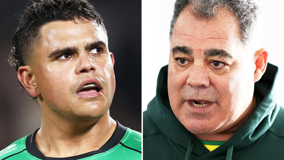Latrell Mitchell and Mal Meninga, pictured here ahead of the Rugby League World Cup.