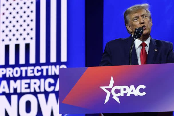 Former U.S. President Donald Trump addresses the annual Conservative Political Action Conference (CPAC) at Gaylord National Resort & Convention Center on March 4, 2023 in National Harbor, Maryland. C (Alex Wong/Getty Images)