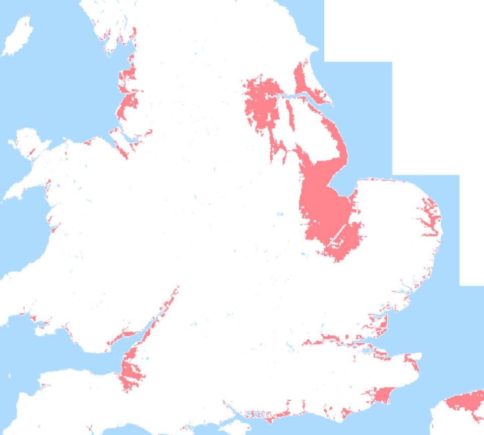 Coastal erosion maps show the areas most at risk around the UK. (Climate Central)