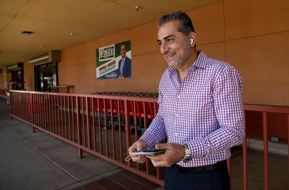 Sean Loloee stands outside his Viva Supermarket in Del Paso Heights on Nov. 4, 2020, after winning a seat on the City Council.