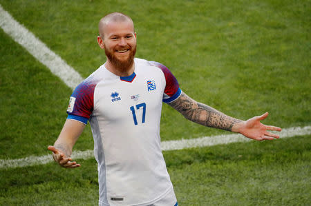 Soccer Football - World Cup - Group D - Argentina vs Iceland - Spartak Stadium, Moscow, Russia - June 16, 2018 Iceland's Aron Gunnarsson celebrates after the match REUTERS/Christian Hartmann