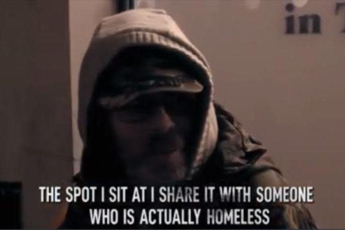 A man named Neil who says he can earn £30 every half hour begging in the West End despite not being homeless