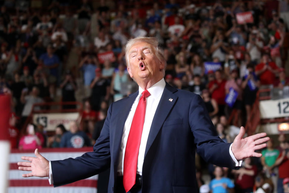 El candidato presidencial republicano y expresidente de los Estados Unidos Donald Trump habla en un mitin el 31 de julio de 2024 en Harrisburg, Pensilvania. (Foto de Spencer Platt/Getty Images)