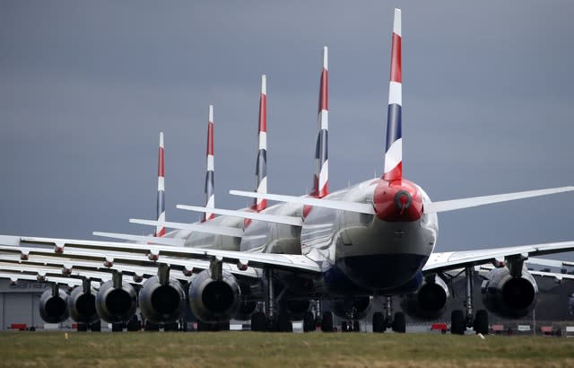 Airlines grounded the majority of their fleets following the coronavirus outbreak (Andrew Milligan/PA)