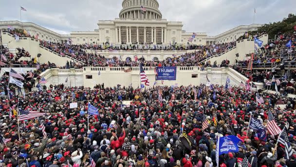 PHOTO:President Donald Trump's supporters gather outside the U.S. Capitol in Washington, Jan. 06, 2021. (Anadolu Agency via Getty Images, FILE)