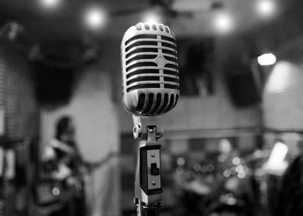 Microphone in a recording studio.