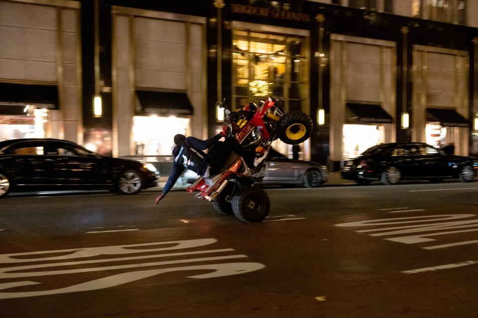 As mad as some crews run, Lil Manchild (not depicted in this photograph) rode off the charts of wild when he turned his ATV against Manhattan’s flow and parted oncoming waves of cars like a vehicular Moses — only drunk. (Credit: Rosenfeld/Getty Images)