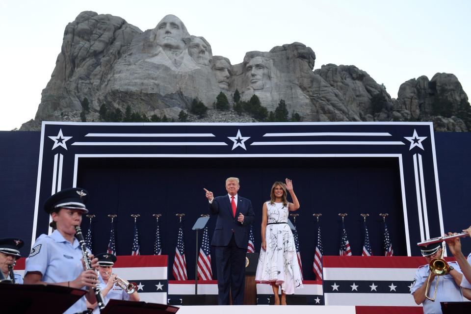 U.S. President Donald Trump and First Lady Melania Trump arrive for the Independence Day events at Mount Rushmore National Memorial in Keystone, South Dakota.  / Credit: Saul Loeb/Getty Images