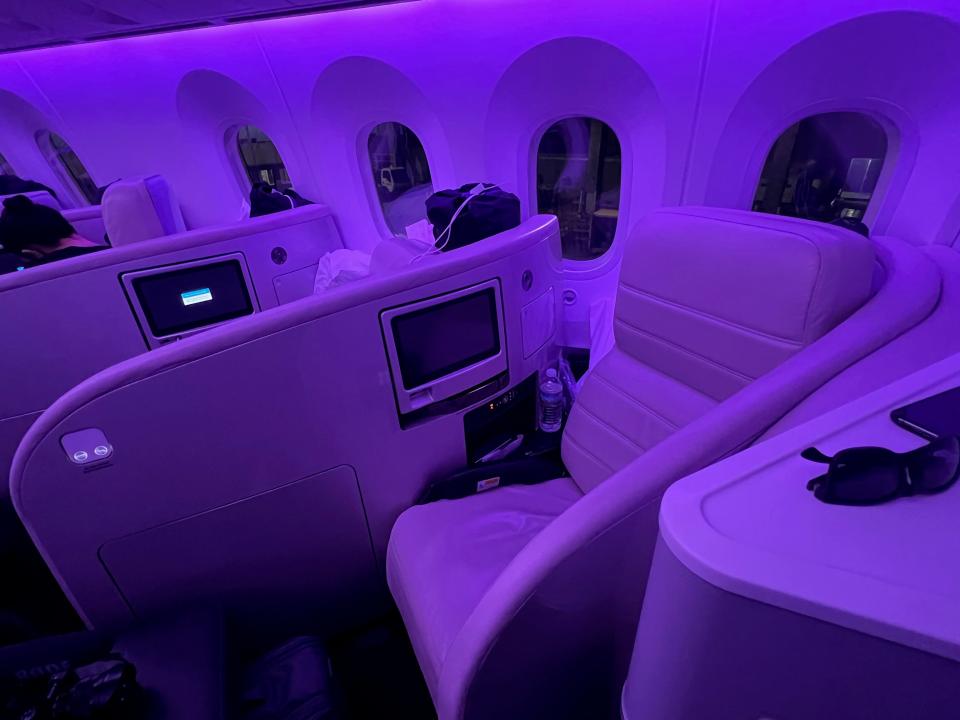 Flying Air New Zealand in business class.