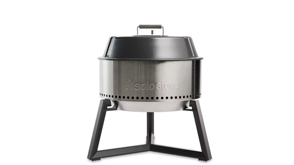 Solo stove grill bundle featuring a stand and grill in stainless steel.