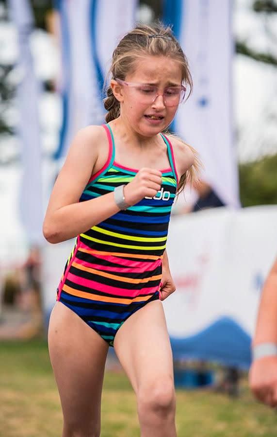 Now she has defied the odds and has ran three triathlons. Photo: Caters News