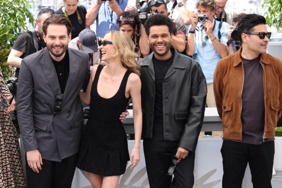 CANNES, FRANCE - MAY 23: Sam Levinson, Lily-Rose Depp, Abel 'The Weeknd' Tesfaye and Reza Fahim attend 