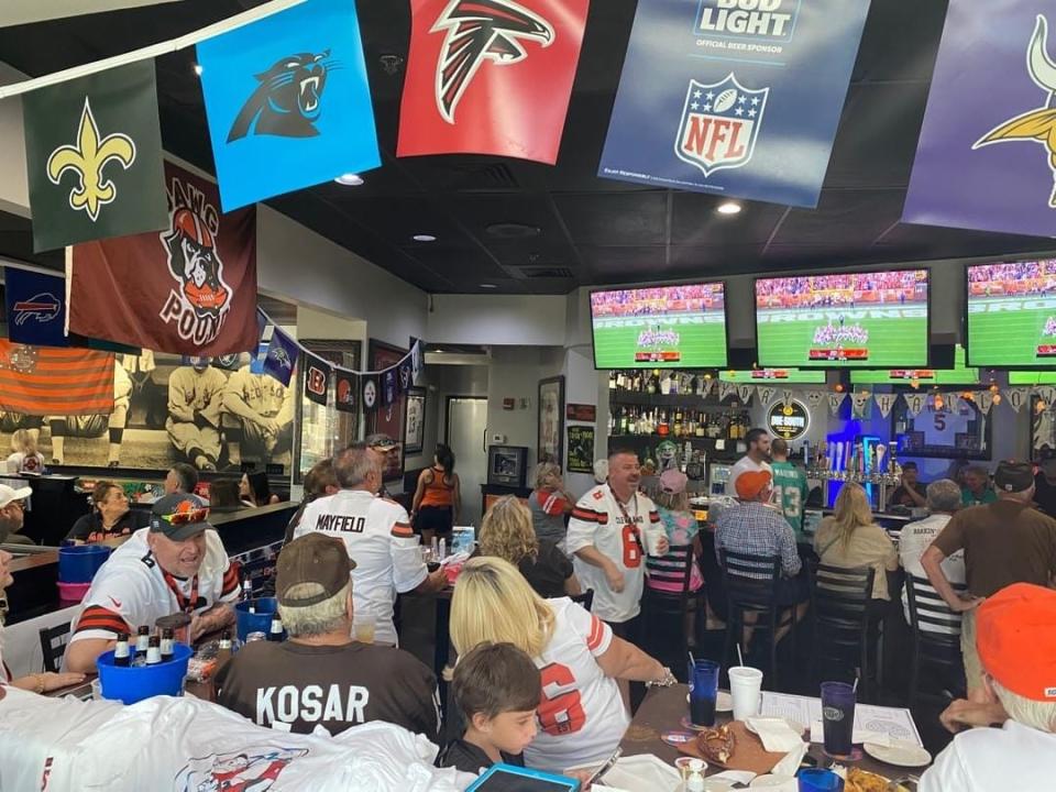 Though it's the official home of the Cleveland Browns Club of Palm Beach County, Stadium Grill in Jupiter has 35 televisions and shows games from all over the country.