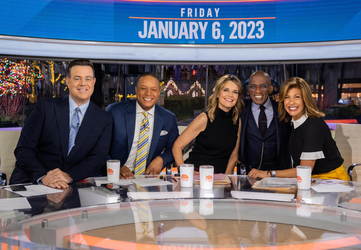 Carson Daly, Craig Melvin, Savannah Guthrie and Hoda Kotb were over the moon to have Al back on TODAY. (Nathan Congleton / TODAY)