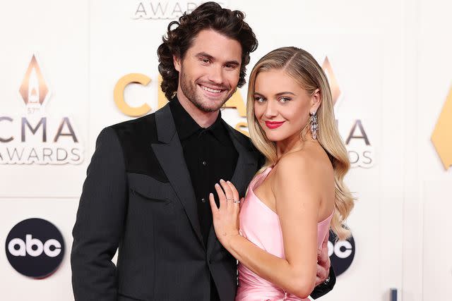 <p>Christopher Polk/Variety via Getty</p> Chase Stokes and Kelsea Ballerini at the CMA Awards in Nashville on Nov. 8, 2023